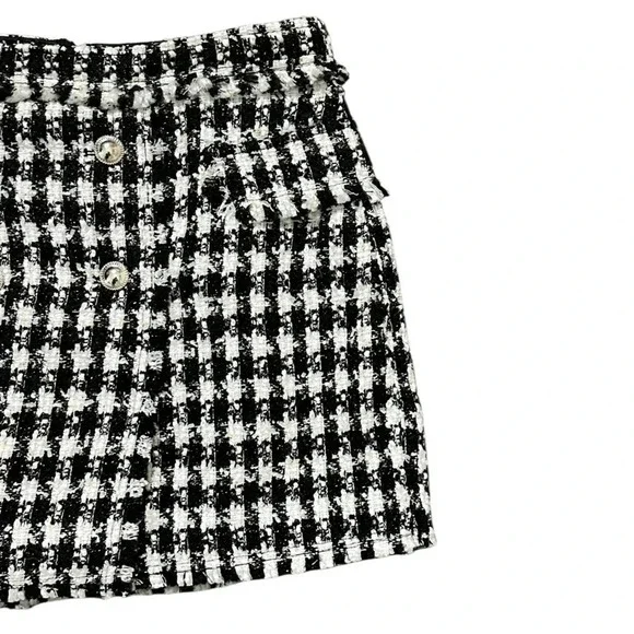 House Of Harlow 1960 Skort BlackWhite Gold Metallic Boucle Tweed Wool Blend Med. - Picture 3 of 6